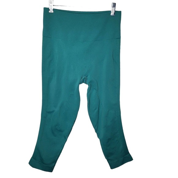 Lululemon In the flow seamless Yoga Cropped Leggings Teal womens Size 12 pants - Picture 1 of 6